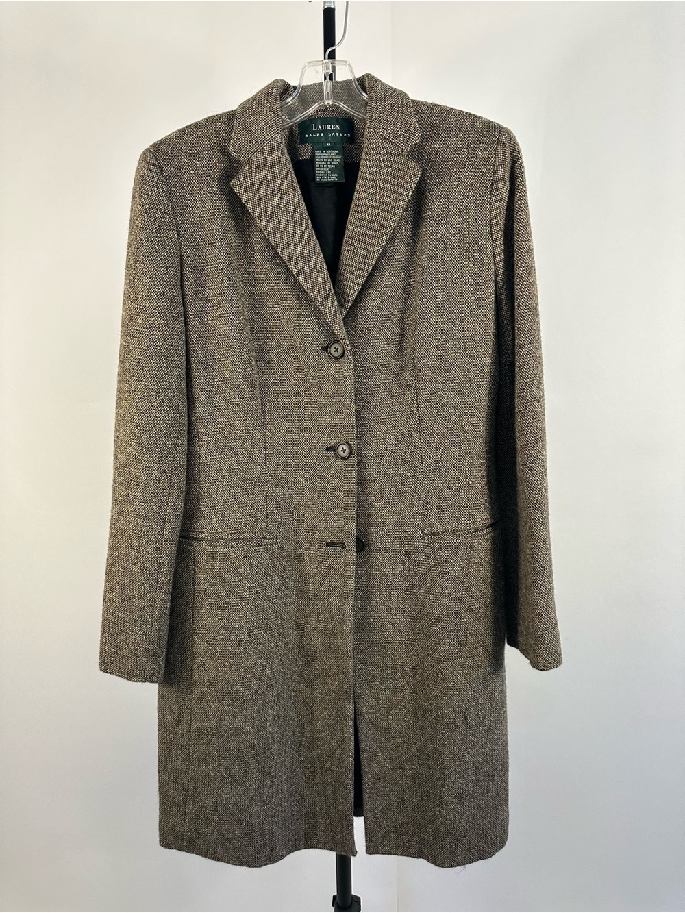 Vintage Lauren Ralph Lauren Brown Herringbone Wool Blend Women's Coat